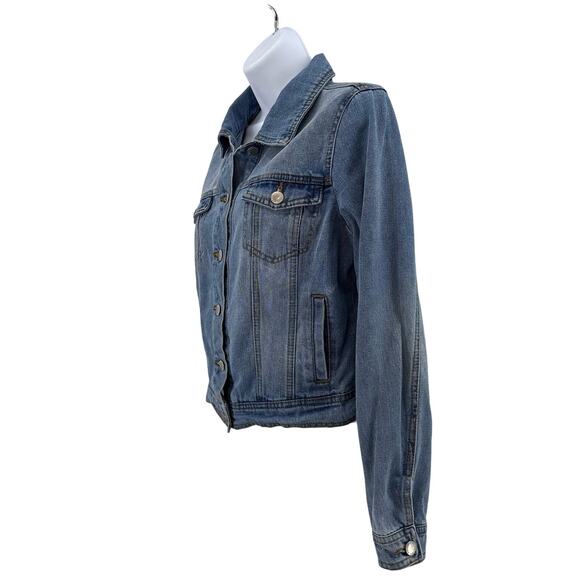 Ci Sono Denim Collection Medium Wash Button Up Jean Jacket Womens M Long Sleeve - Picture 4 of 9